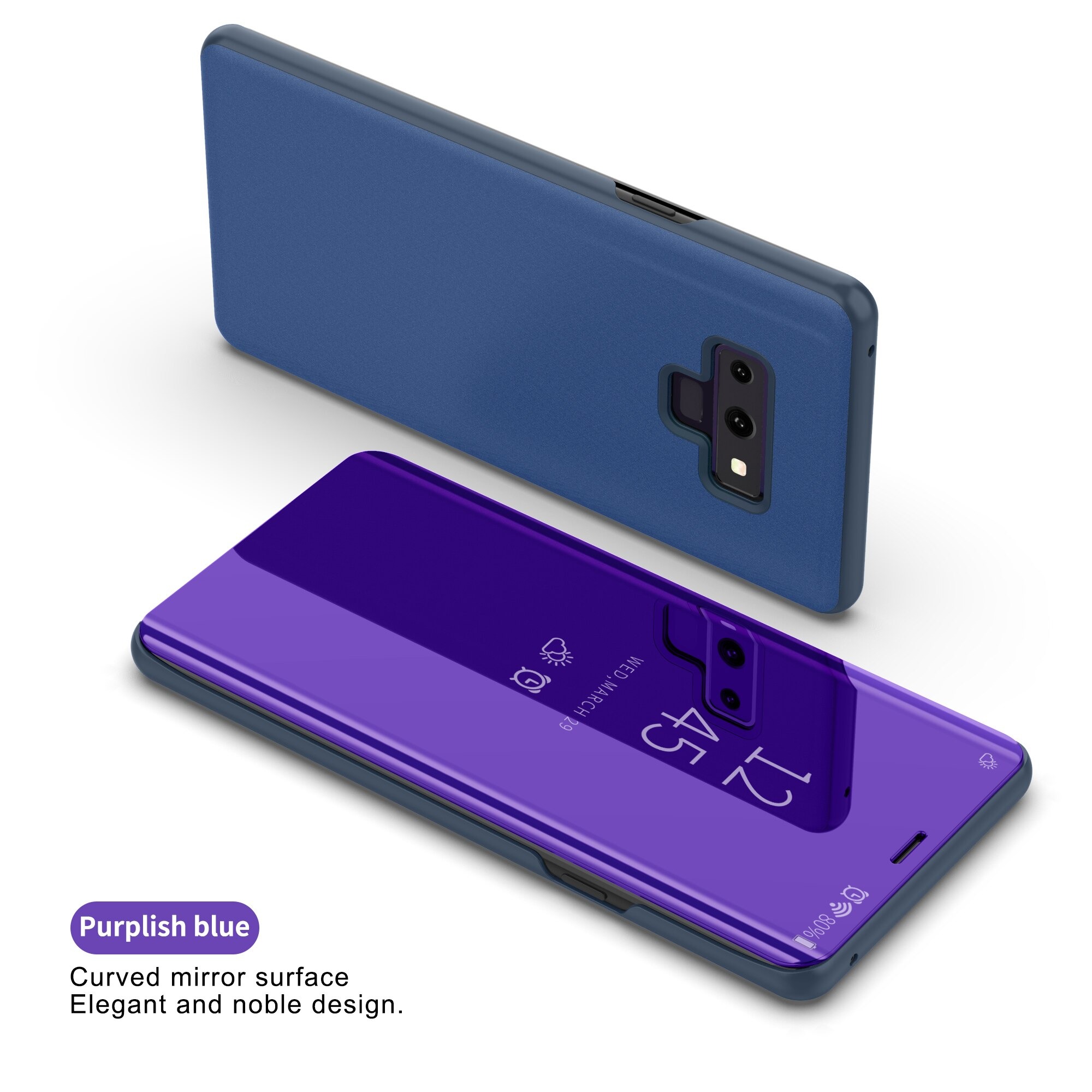 Case Samsung Galaxy Note 9 #เคสฝาพับปกโปร่งแสงผิวเงา Electroplating Mirror Surface Window View
