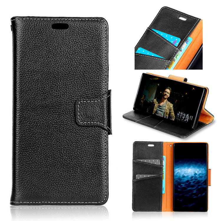 เคส Nokia 8 #เคสหนังแท้ Litchi Skin Stand Wallet เคสสไตล์กระเป๋าสตางค์หนังแท้ผิวลิ้นจี่คุณภาพพรีเมี่ยม