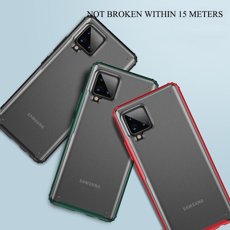เคส Samsung Galaxy A42 5G #เคสฝาหลังโปร่งแสงสีขุ่นขอบทึบ +TPU Hybrid Case