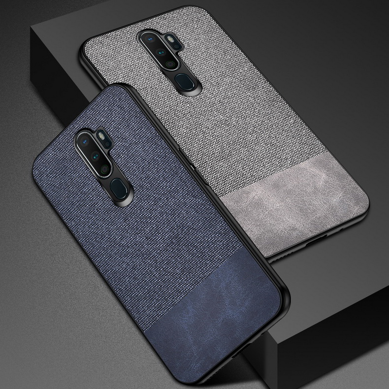 เคส OPPO A9 (2020) / OPPO A5 (2020) #เคสฝาหลังรูปแบบ Cloth Texture PU Leather + TPU