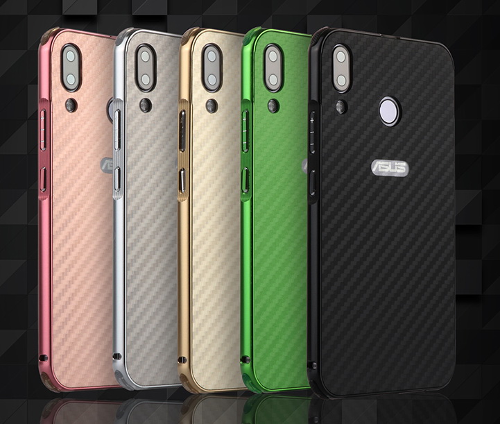 Case Asus Zenfone 5 ZE620KL / Zenfone 5Z ZS620KL #เคสฝาหลังกรอบโลหะ + ฝาหลังเลื่อนสไลด์ลายคาร์บอนไฟเบอร์