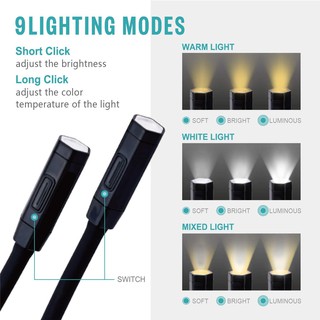 Vekkia® Rechargeable 2 LED Neck Book Light ไฟ LED แบบคล้องคอ แบบชาร์จได้ ใส่วิ่งได้ ไฟฉาย ไฟอ่านหนังสือ