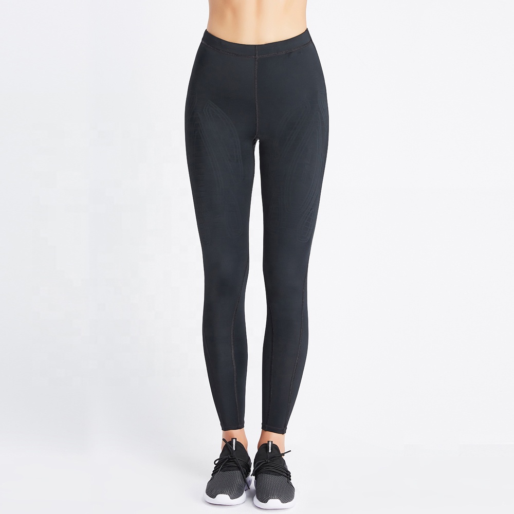 กางเกงวิ่งรัดกล้ามเนื้อผู้หญิง สีดำรุ่นขายาว EVS Compression pant sport tight yoga pant quick dry running(G12)