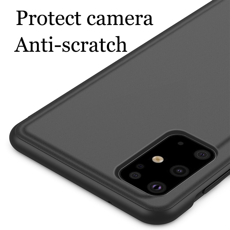 เคส Samsung Galaxy S10 Lite #เคสฝาพับปกโปร่งแสงผิวเงา Electroplating Mirror Surface Window View