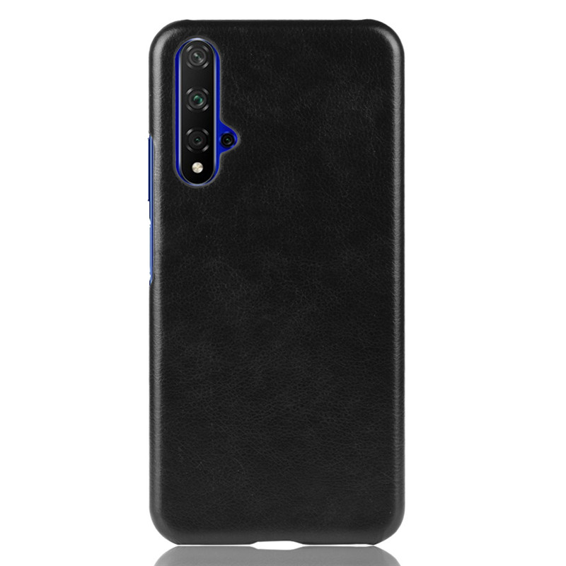 เคส Huawei Nova 5T #เคสฝาหลังพลาสติกแข็งเคลือบหนัง PU ลายผิวลิ้นจี่ Litchi Skin Leather Coated