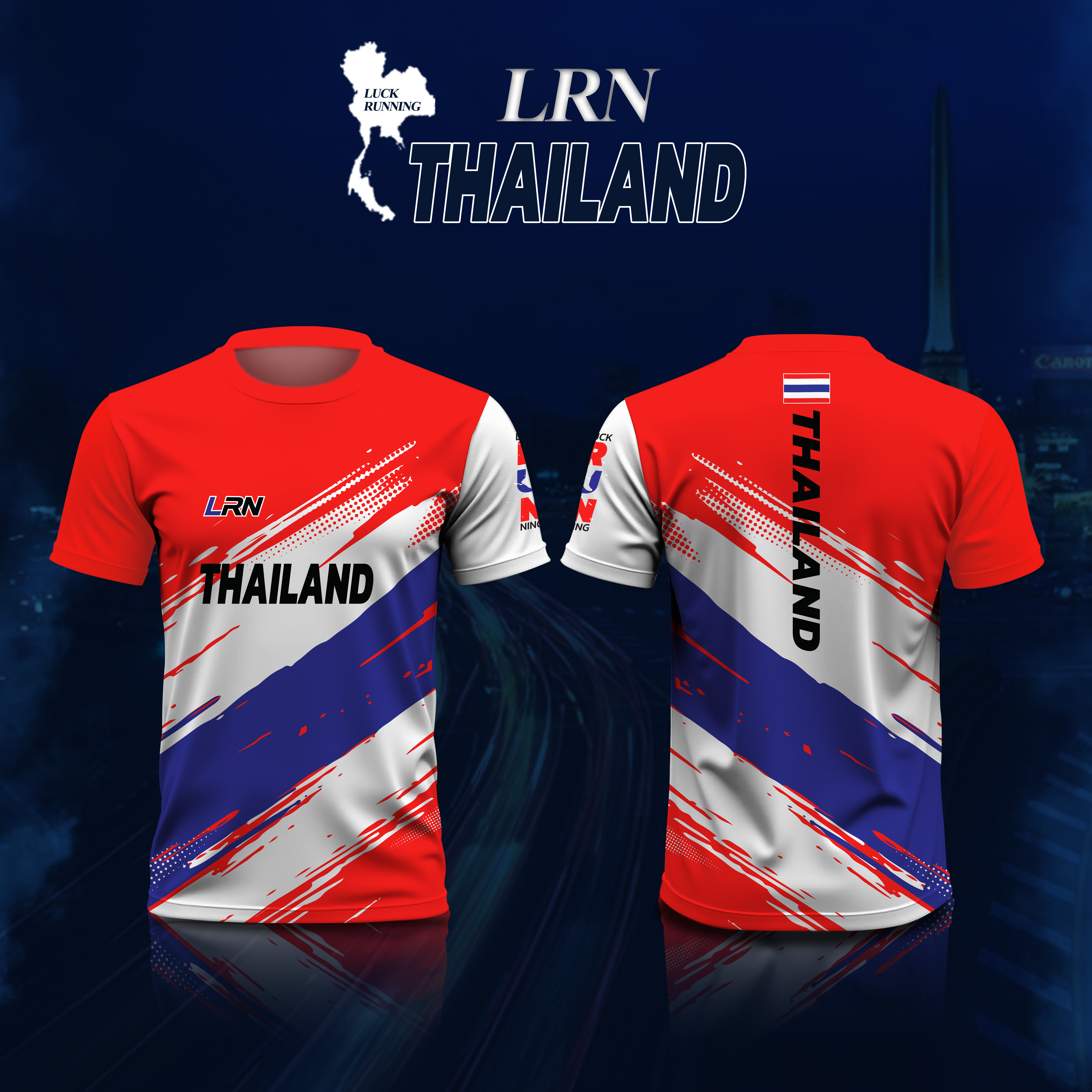 เสื้อวิ่งพิมพ์ลาย LRN เนื้อผ้า Super Air Flow (SF10)