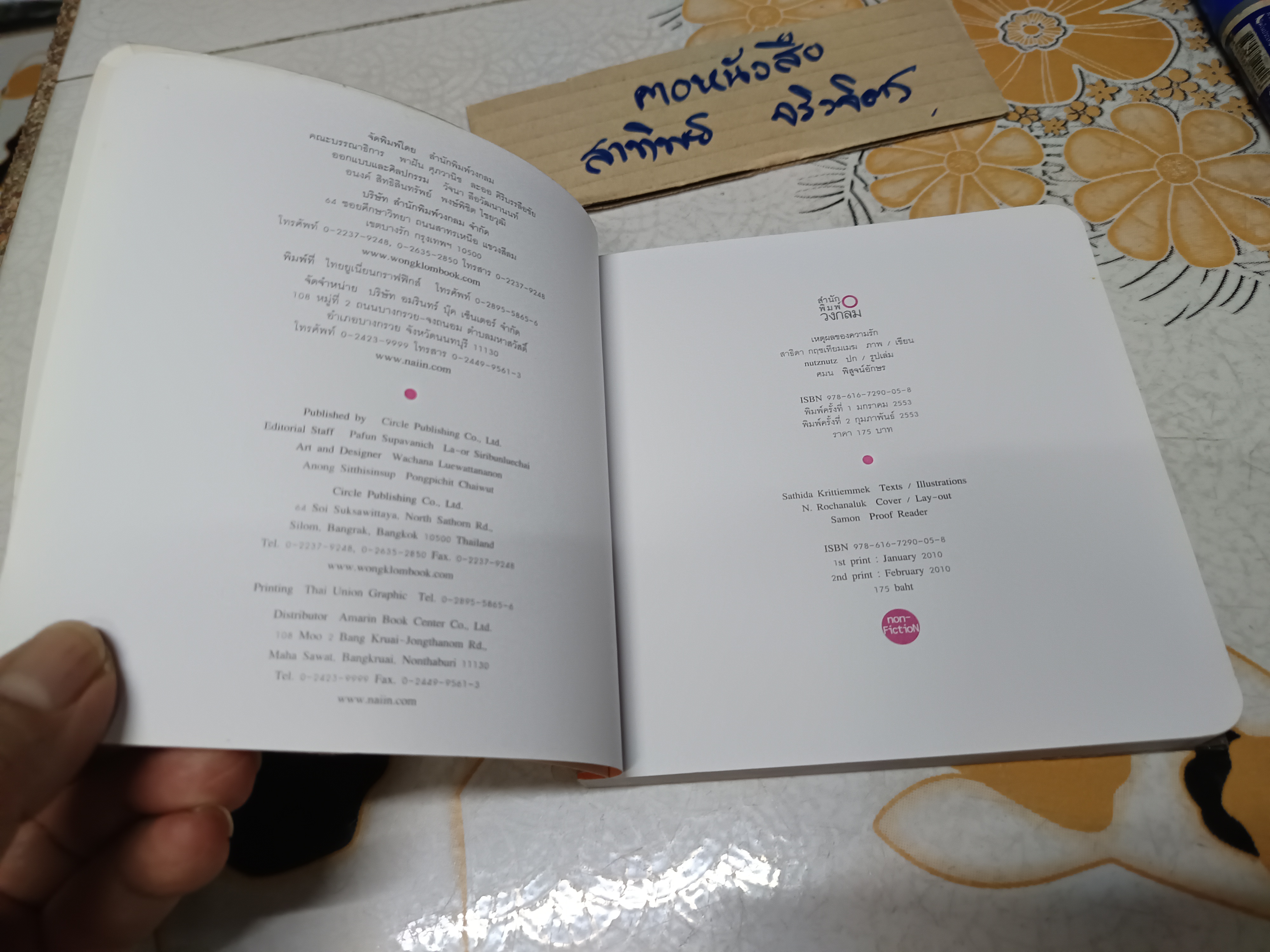 เหตุผลของความรัก เรื่องและภาพโดย ชิงชิง กฤชเทียมเมฆ พิมพ์ครั้งที่ 2/2553 สำนักพิมพ์วงกลม