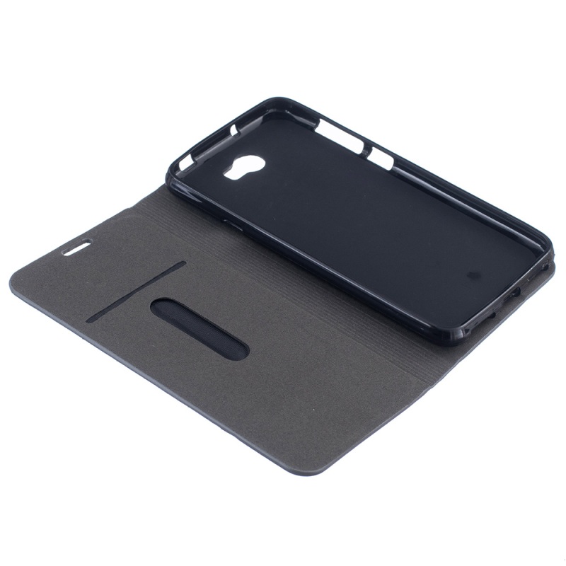 เคส Huawei Y5II #เคสฝาพับ การออกแบบสองสีที่มีผิวผ้าลินิน