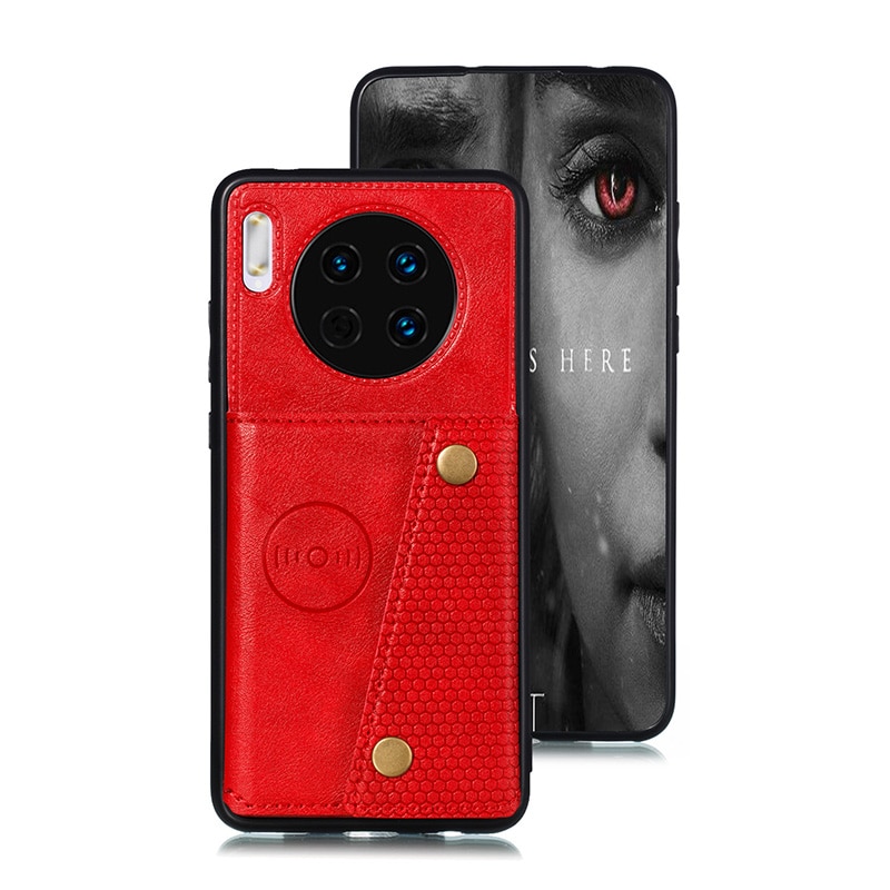 Case Huawei Mate 30 Pro #เคสฝาหลัง TPU เคลือบหนัง PU มีที่เก็บบัตร PU Leather Coated TPU Card Holder Magnetic Kickstand