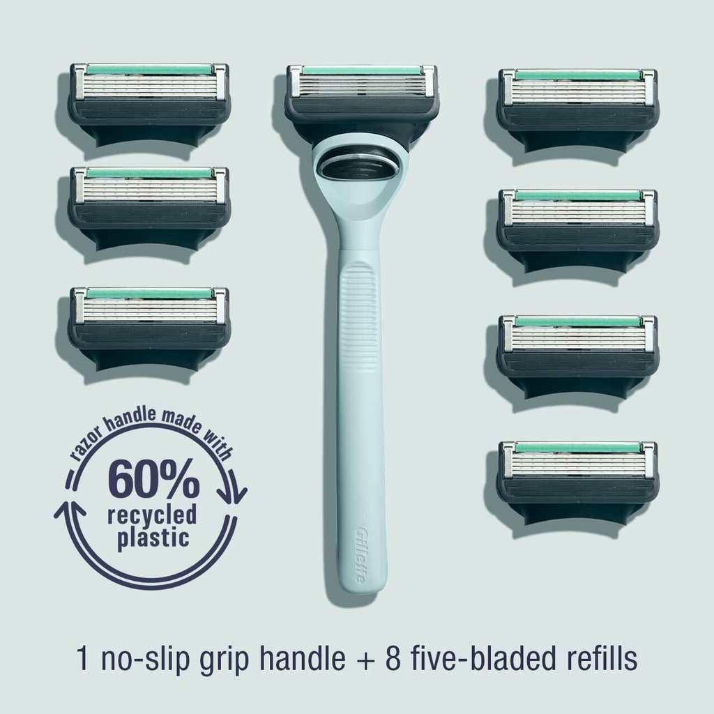 Gillette® Planet KIND Starter Kit 1 Handle + 8 Refills ชุดมีดโกน ยิลเลตต์