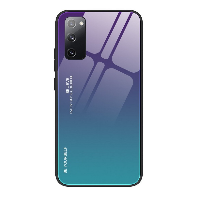 เคส Samsung Galaxy S20 FE / S20 FE 5G #เคสฝาหลัง Gradient Color Glass + PC + TPU Hybrid Case