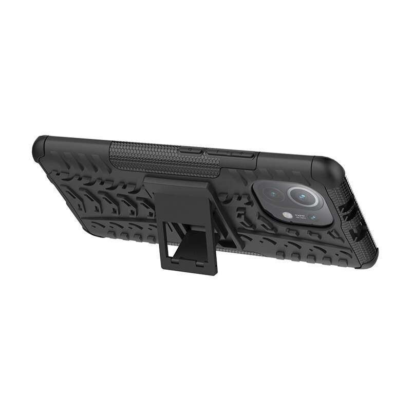 Case Xiaomi Mi 11 #เคสฝาหลังกันลื่น Cool Tyre Pattern Kickstand (PC + TPU)