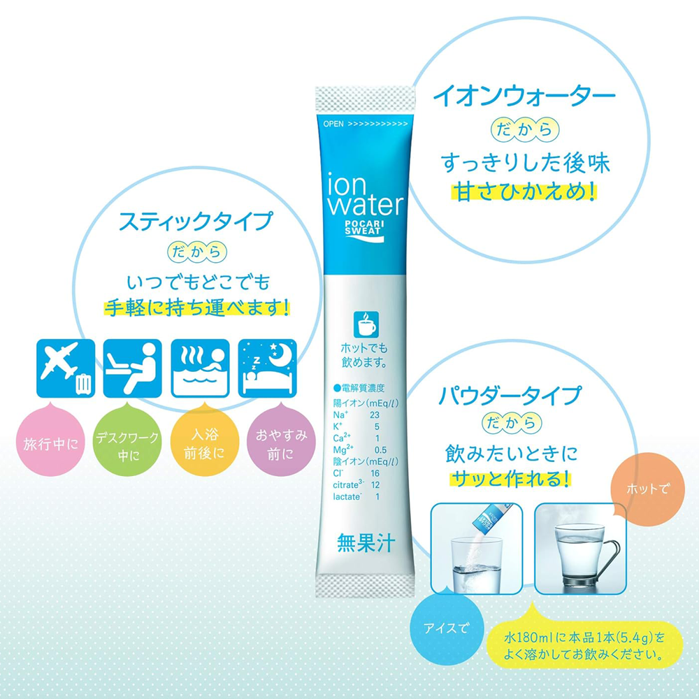 Pocari Sweat Ion Water Powder Stick Type จากญี่ปุ่น ผงเกลือแร่ไอออนอีเล็กโทรไลต์ เครื่องดื่มเกลือแร่ (Z23)