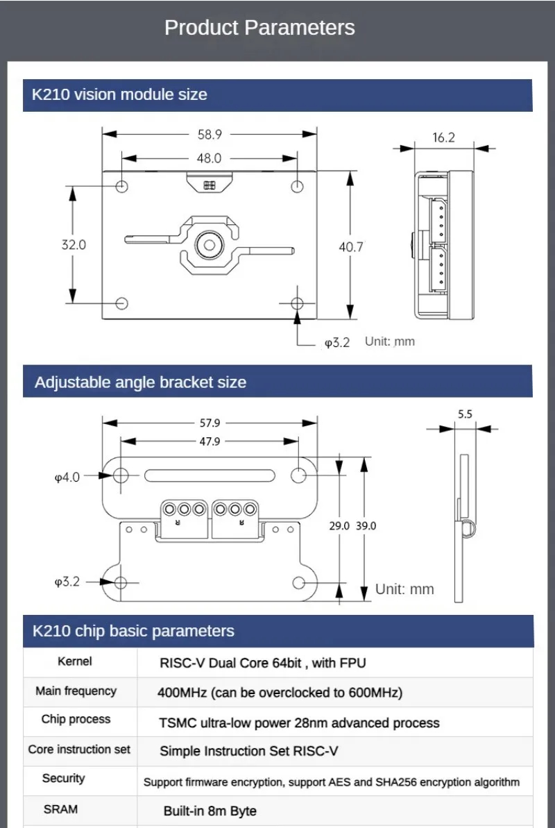 Vision Recognition โมดูล AI กล้องอัจฉริยะ Python Development Board