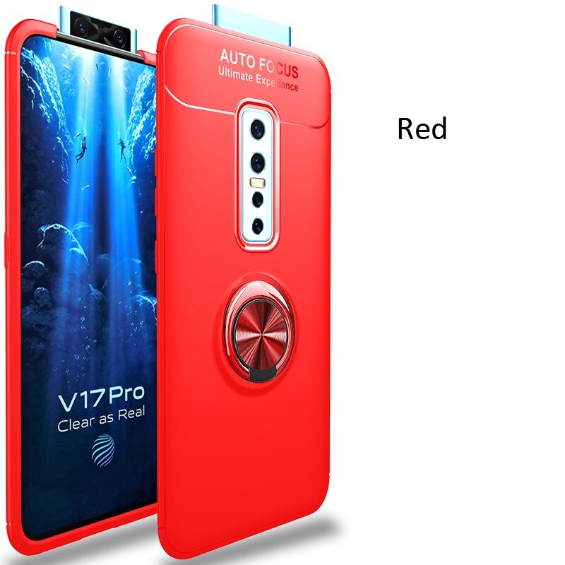 Case Vivo V17 Pro#เคสฝาหลัง TPU Finger Ring Kickstand (แผ่นโลหะแบบ Built-in)