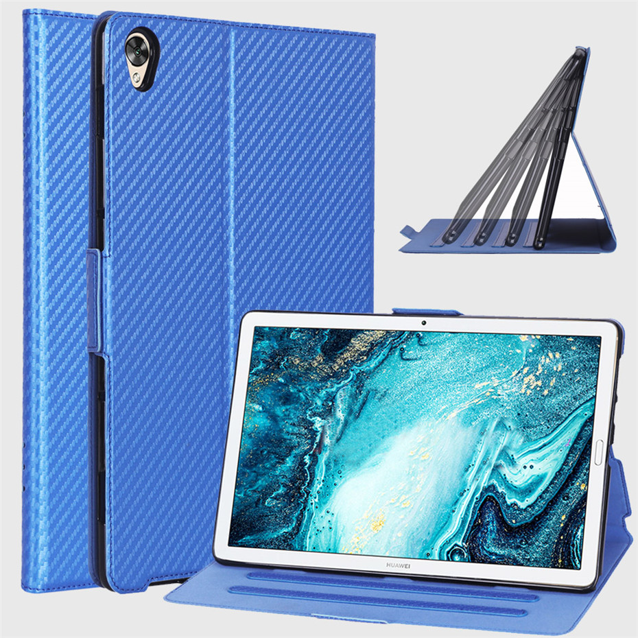 Case Huawei MediaPad M6 10.8-inch #เคสแบบฝาพับลาย Carbon Fiber Texture Magnetic Leather Shell มีช่องใส่การ์ด