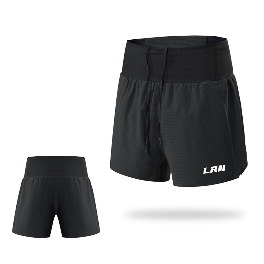 กางเกงวิ่งขาสั้น วิ่งเทรล 3" มีซัปใน มีกระเป๋าใส่ของที่รอบเอวในตัว โลโก้เรืองแสง (F27)