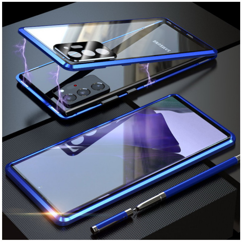 Case Samsung Galaxy Note 20 / Note 20 5G#เคสฝาครอบกระจกประกบหน้าหลังขอบโลหะดูดซับแม่เหล็ก Fully Protection Magnetic Adsorption Glass Metal Phone Protective