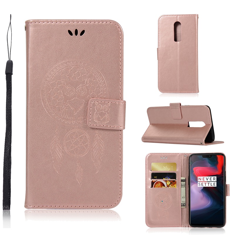 Case OnePlus 6 #เคสฝาพับแบบกระเป๋าสตางค์ฝาพับหนัง PU ลายนกฮูก Dream Catcher Owl