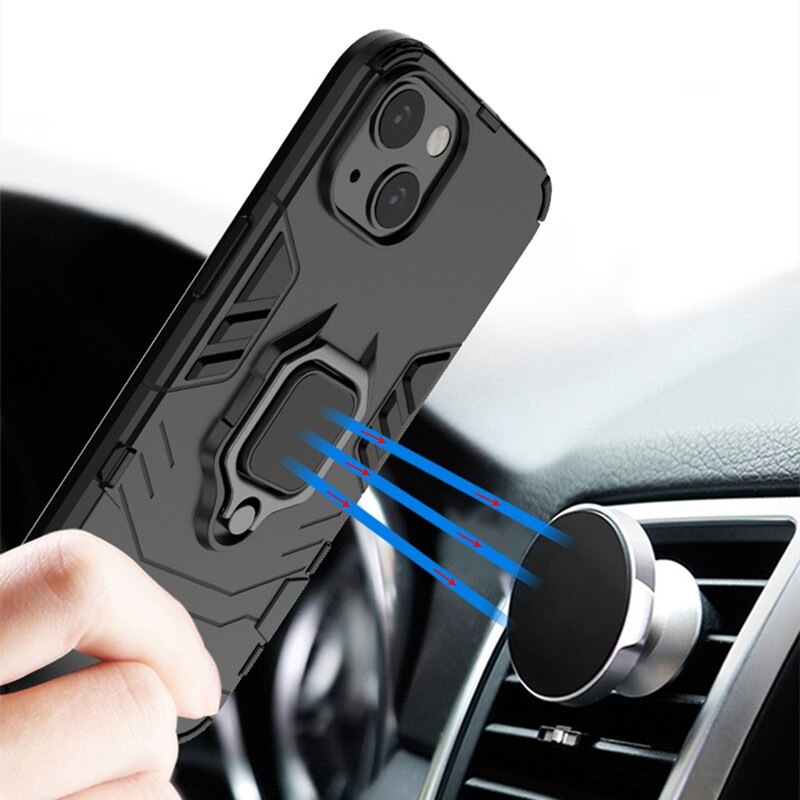 เคส Xiaomi 13 Pro#เคสฝาหลังพลาสติกแข็ง +TPU Hybrid Case มีแหวนสวมนิ้วโลหะ