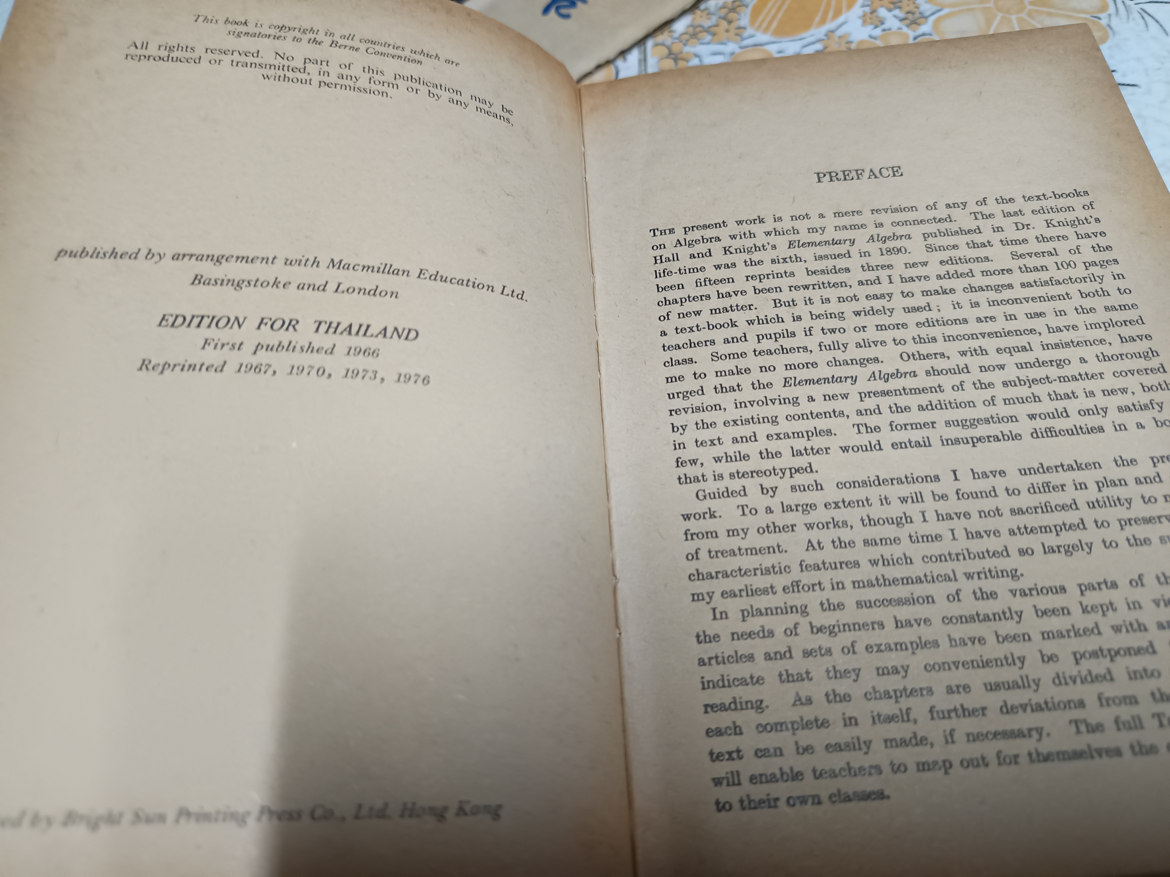 A SCHOOL ALGEBRA part 1- 2 (with answers) by H.S.HALL ฉบับสมบูรณ์ (พิมพ์ปี 1976)