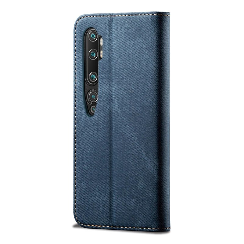 Case Xiaomi Mi Note 10 Pro #เคสฝาพับสไตล์ย้อนยุคผิวผ้ายีนส์แบบกระเป๋าสตางค์