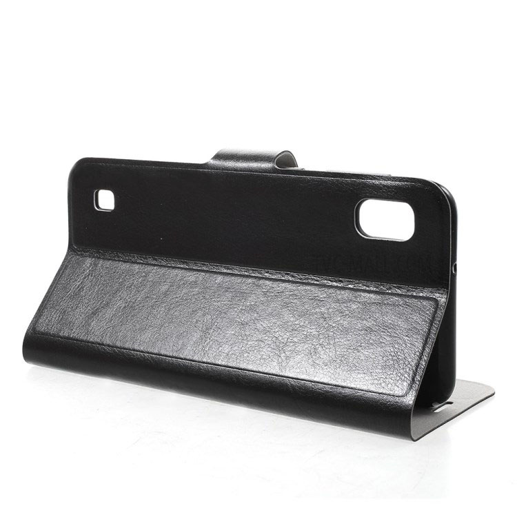 เคส Samsung Galaxy A10 #เคสฝาพับหนัง PU ผิวหนังม้าปกเสริมแผ่นเหล็กมีช่องใส่บัตรคุณภาพดี