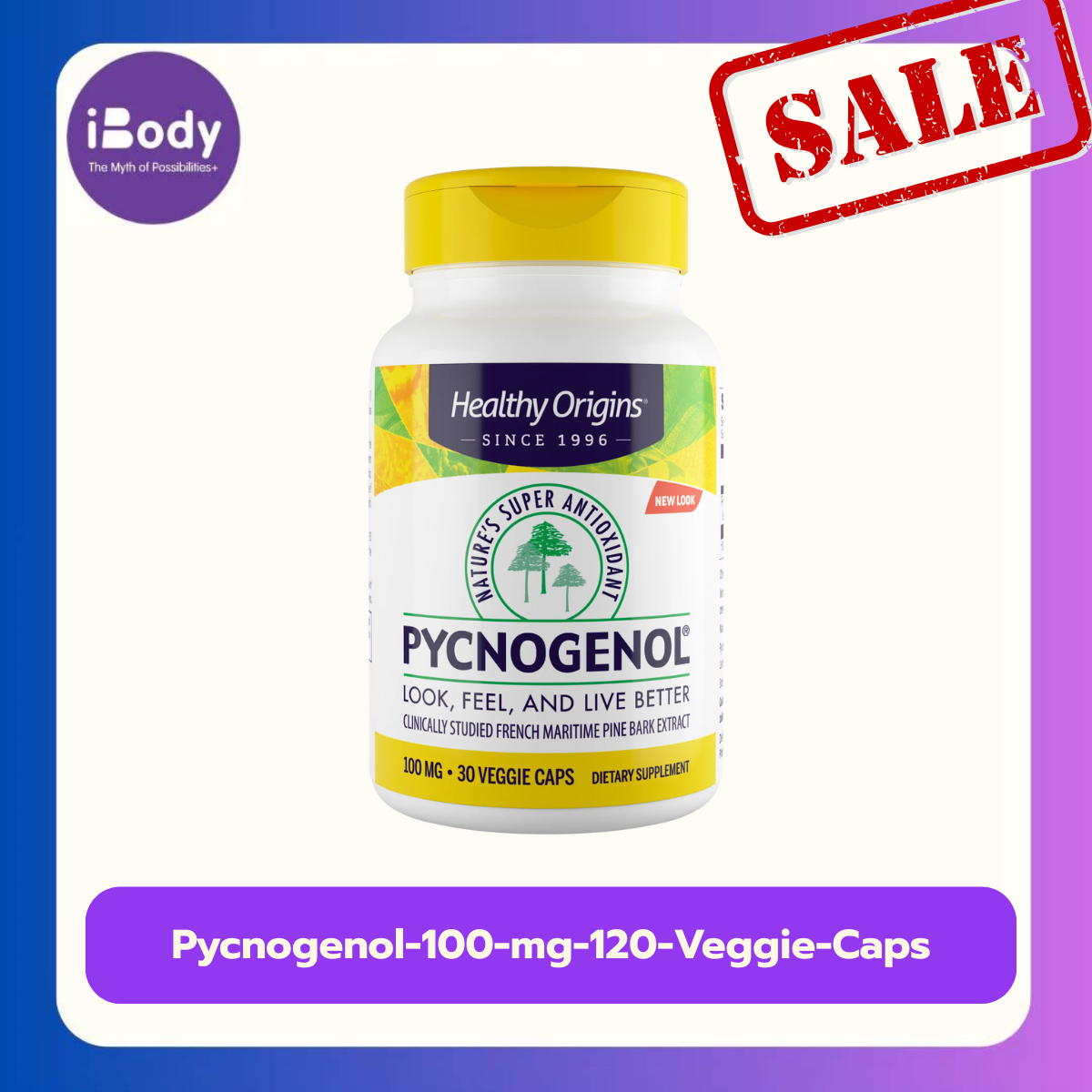 (Healthy Origins®) Pycnogenol 100 mg 120 Veggie Caps เปลือกสนฝรั่งเศสสกัด