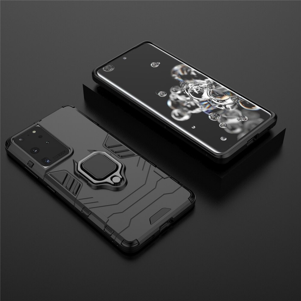 Case Samsung Galaxy S21 Ultra #เคสฝาหลังพลาสติกแข็ง +TPU Hybrid Case มีแหวนสวมนิ้วโลหะ
