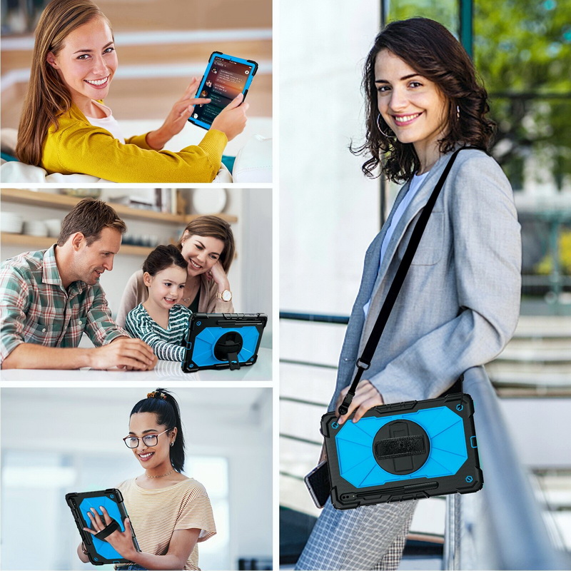 เคส Samsung Galaxy Tab S7 Plus 12.4" SM-T970 SM-T975 SM-T976 #เคสฝาหลังกันกระแทก Hybrid Protective Stand Shell Cover Case มีสายรัดสายคล้องมือ