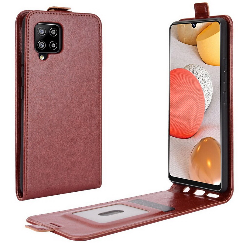 เคส Samsung Galaxy A42 5G #เคสฝาพับหนัง PU Crazy Horse แนวตั้ง พร้อมช่องเสียบการ์ด