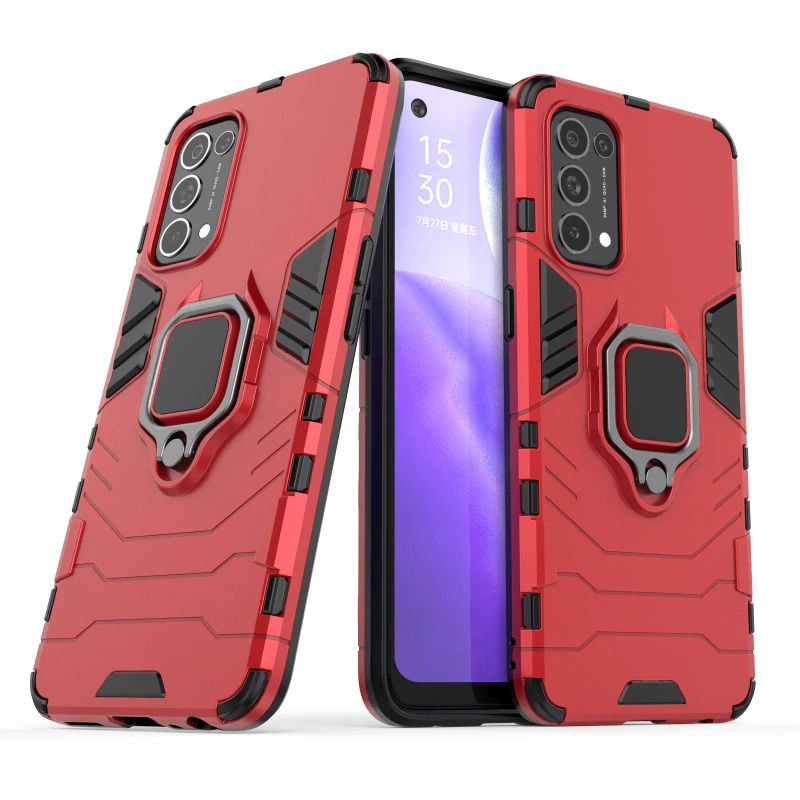Case OPPO Reno 5 Pro 5G#เคสฝาหลังพลาสติกแข็ง +TPU Hybrid Case มีแหวนสวมนิ้วโลหะ