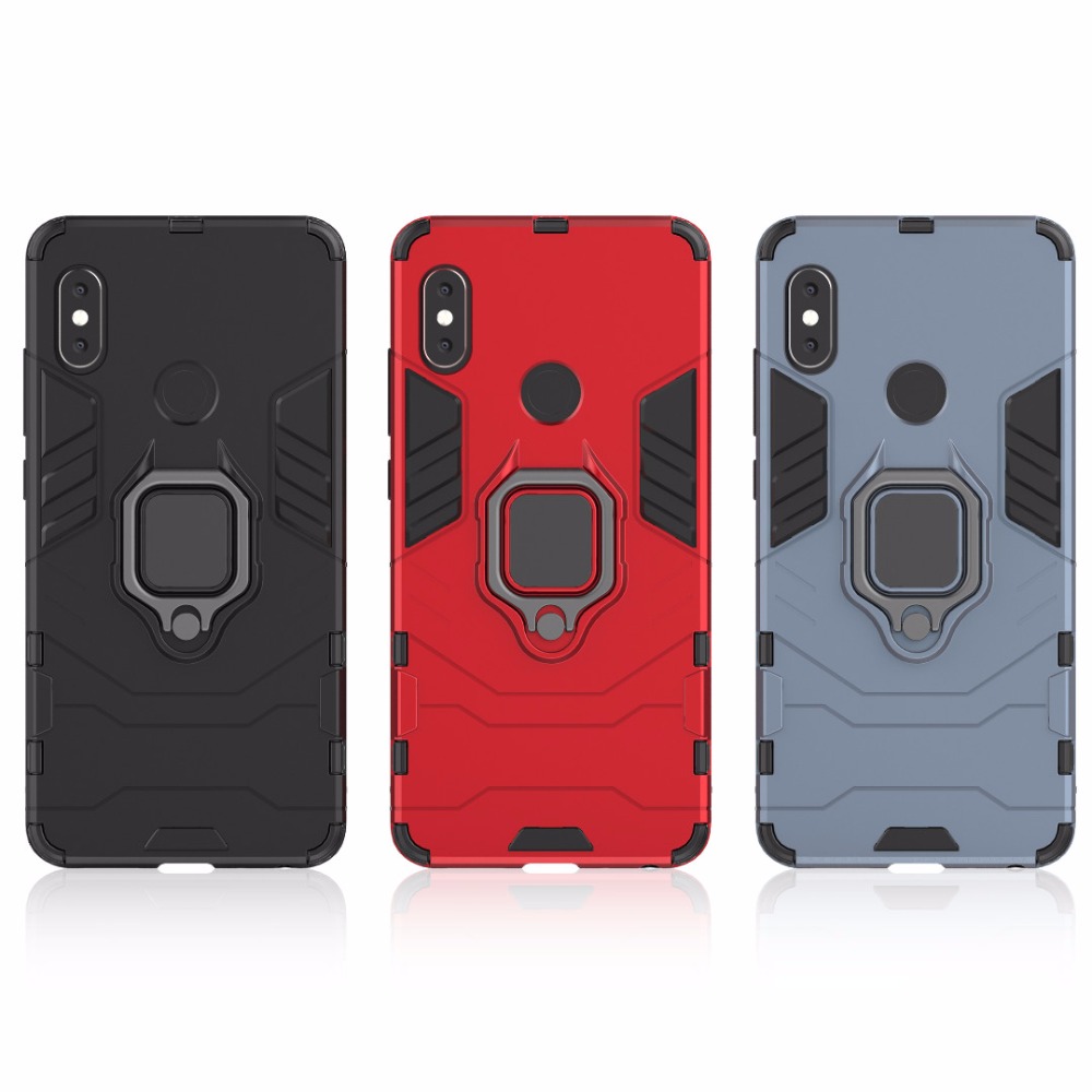 เคส Xiaomi Redmi Note 6 Pro #เคสฝาหลังพลาสติกแข็ง +TPU Hybrid Case มีแหวนสวมนิ้วโลหะ