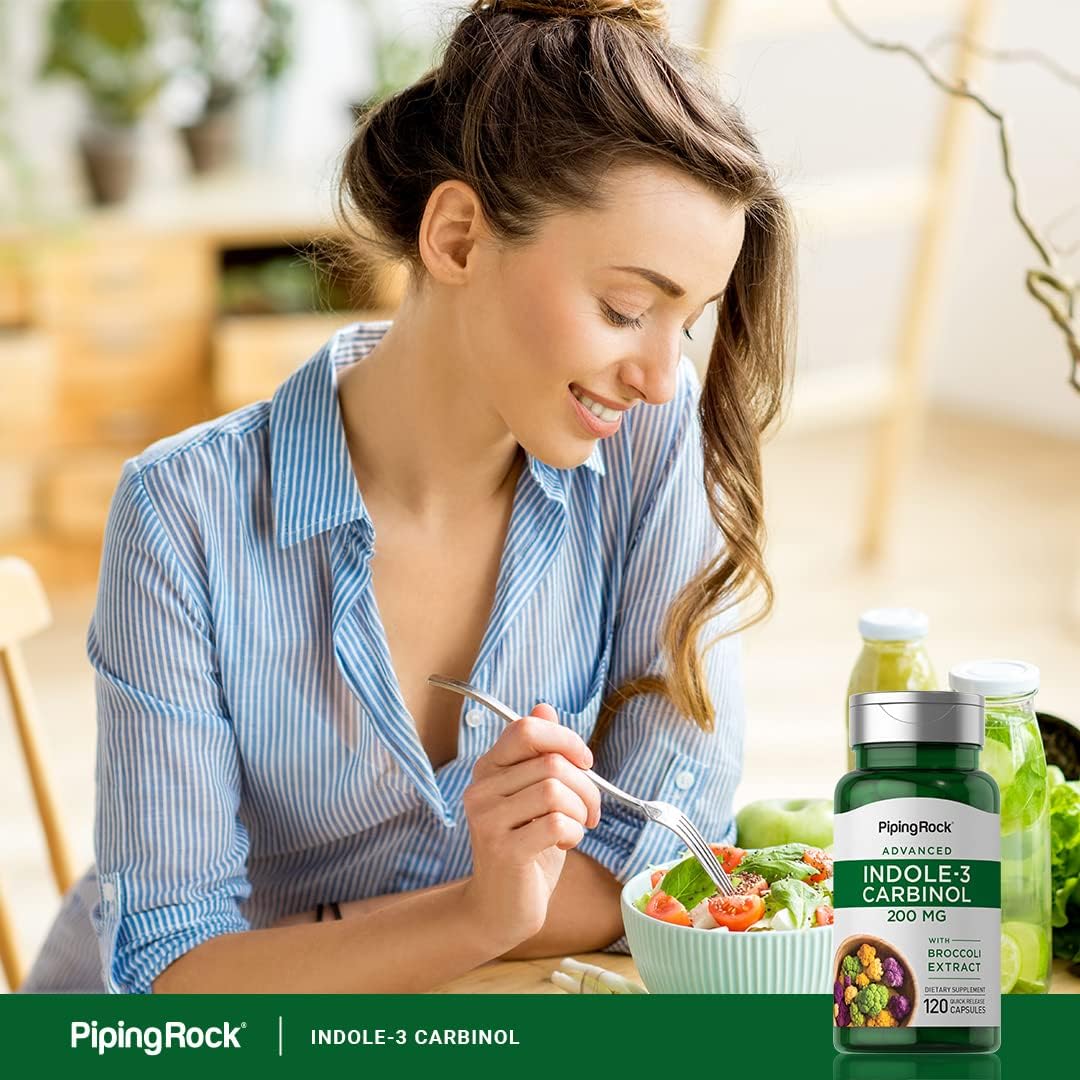PipingRock® Advanced Indole-3-Carbinol 200 mg with Broccoli Extract 120 Quick Release CapsulesPiping Rock สารสกัดจากบร็อคโคลีและเรสเวอราทรอล