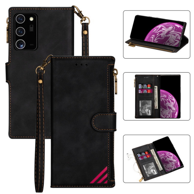 Case Huawei P40#เคสฝาพับหนัง PU มีช่องซิปมีที่เสียบการ์ด สายคล้องมือ Card Slots Luxury Flip Stand Card Zipper Phone Leather Wallet Cover (สินค้าตัวอย่างสินค้าจริงตรงตามรุ่น)