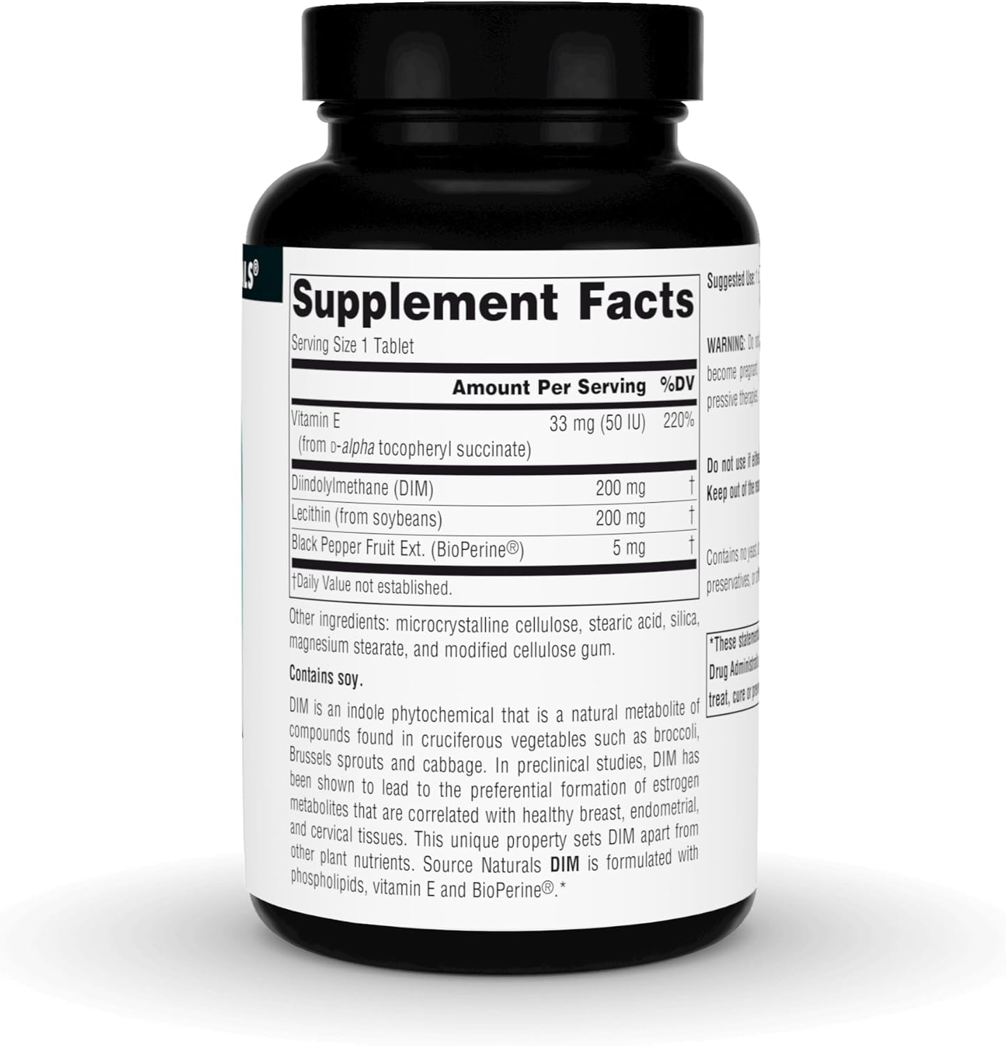 Source Naturals® DIM 200 mg 60 Tablets Diindolylmethane with BioPerine