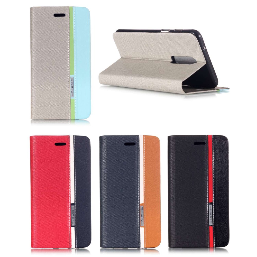เคส OnePlus 6 #เคสฝาพับหนัง PU ออกแบบสีทูโทนตัดแถบสีคมชัด Contrast Color PU Leather