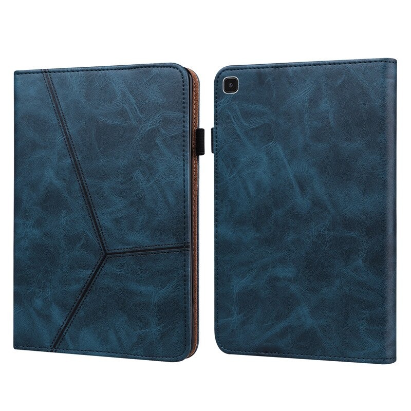 เคส Samsung Galaxy Tab A7 Lite 8.7" (T220,T225) #เคสฝาพับหนัง PU มีช่องใส่บัตรปกเย็บลายเส้น Stitching Line Design Solid Color Leather Tablet Stand Cover with Card Holder