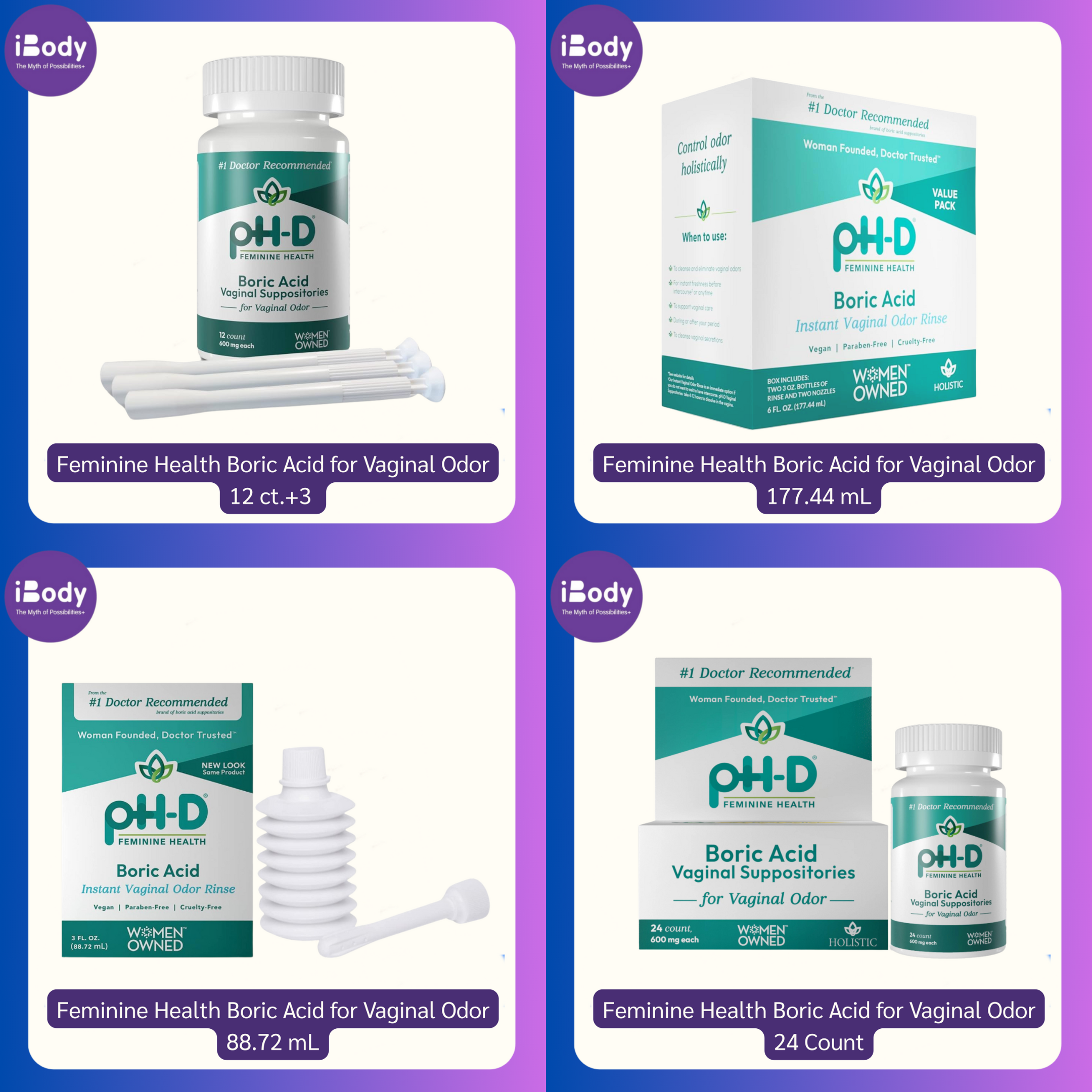 [pH-D] Feminine Health Boric Acid for Vaginal Odor ผลิตภัณฑ์ ลดกลิ่นจุดซ่อนเร้น สำหรับผู้หญิง ทำความสะอาดจุดซ่อนเร้น