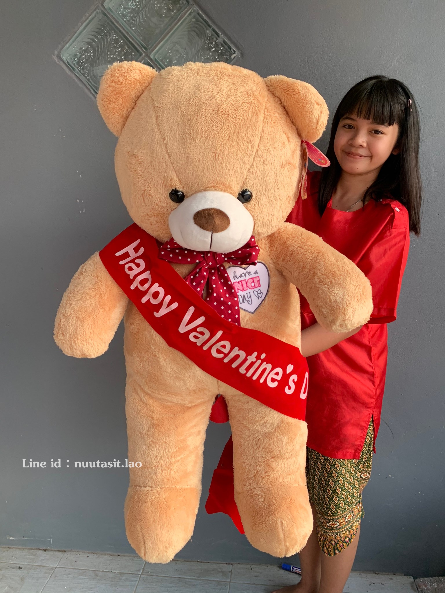 ตุ๊กตาหมีตัวใหญ่ ปักหัวใจ