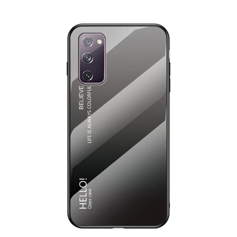 เคส Samsung Galaxy M51 #เคสฝาหลัง Gradient Color Glass + PC + TPU Hybrid Case