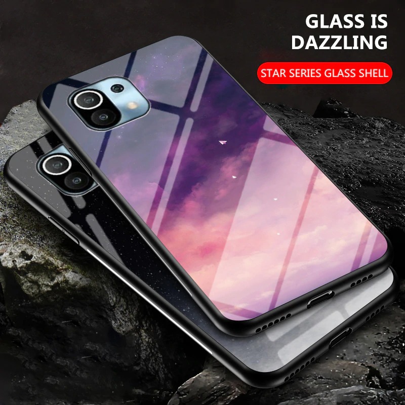 เคส Xiaomi Mi 11 #เคสฝาหลัง Gradient Color Glass + PC + TPU Hybrid Case