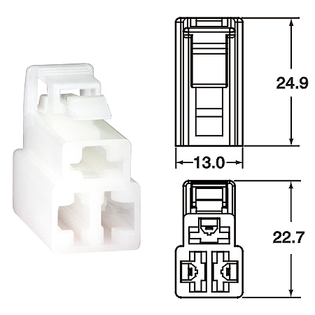ปลั๊กต่อสายไฟในรถยนต์ AUTOMOTIVE CONNECTORS,250 STANDARD TYPE UNSEALED 3sqmm