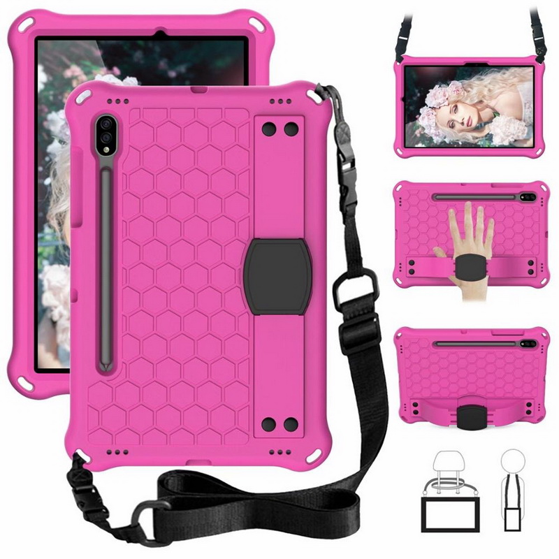 เคส Samsung Galaxy Tab S7 SM-T870 SM-T875 #เคสกันกระแทกลายรังผึ้งพร้อมสายคล้องไหล่ EVA Tablet Hybrid Shell with Shoulder Strap