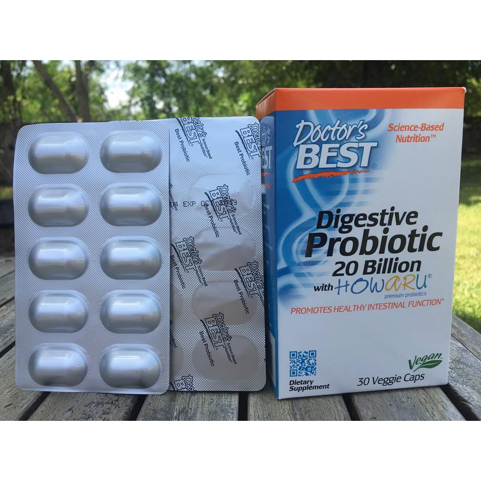 Doctor's Best® Premium Probiotics 20,000 Billon 30 veggie Caps, Digestivewith Howaru โปรไบโอติค ล้านตัว 6 สายพันธุ์