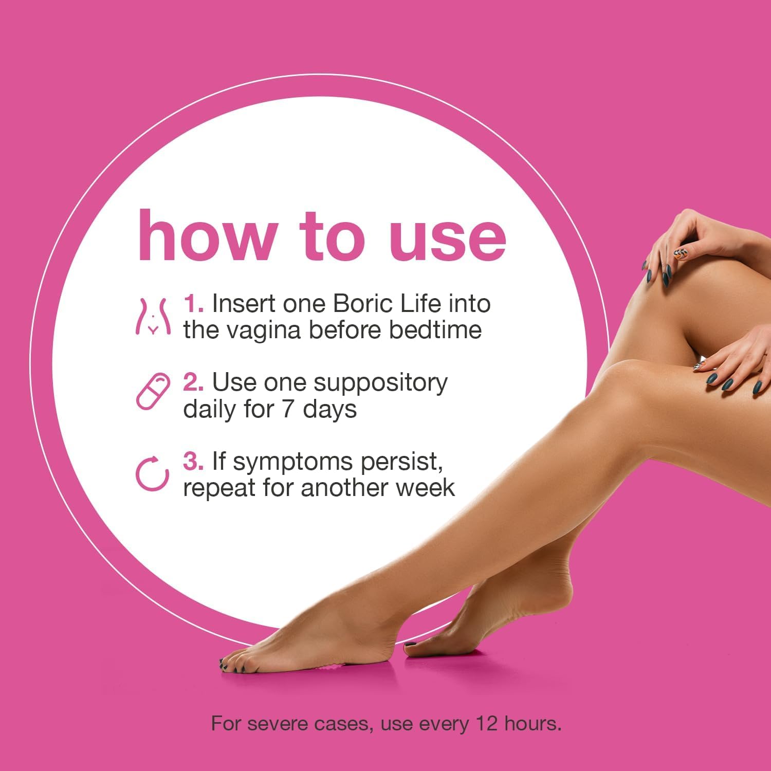 (NutraBlast®)Boric Acid 600 mg Suppository Applicators, Boric Acid & Feminine pH Test ผลิตภัณฑ์สำหรับช่องคลอด อุปกรณ์สอด