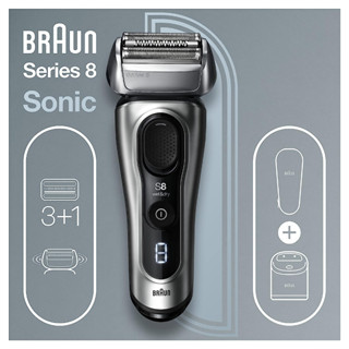Braun® Series 8 Electric Razor for Men Model:8457cc, Silver เครื่องโกนหนวดไฟฟ้า ไร้สาย ชาร์จได้ กันน้ำ Shaver Kit