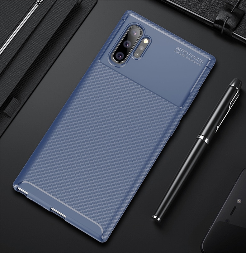 เคส Samsung Galaxy Note 10+ #เคสฝาหลังนิ่ม Carbon Fiber Anti-drop TPU Protection