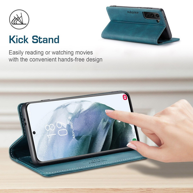 เคส Samsung Galaxy S21 #เคสฝาพับหนัง PU แบบกระเป๋าสตางค์ AUTSPACE Series RFID Blocking Retro Matte Leather Wallet