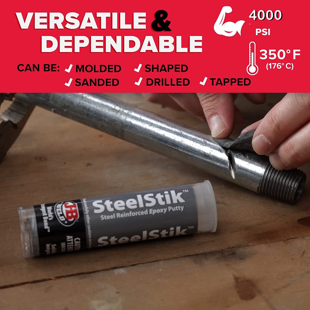 J-B Weld® SteelStik Steel Reinforced Epoxy Putty Stick, Dark Grey 57g แท่งกาวดินน้ำมัน อีพ็อกซี่ ซ่อมแซมโลหะ พลาสติก